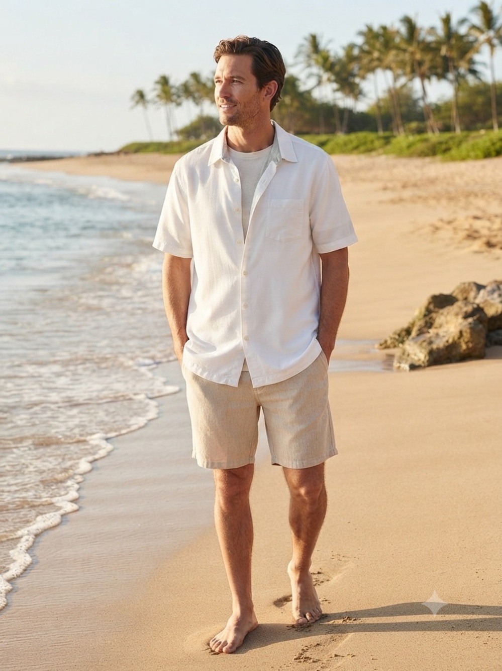 Quiksilver Waterman Woven White Short Sleeve Button-Down Shirt